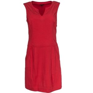 Theory Red V Neck Sheath Dress With Side Zip and Pockets Size 10